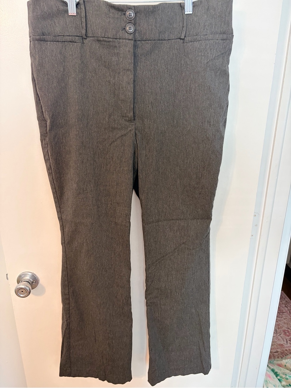 Lane Bryant Size 18 Deep Gray Stretch Straight Leg Pants Hidden Elastic